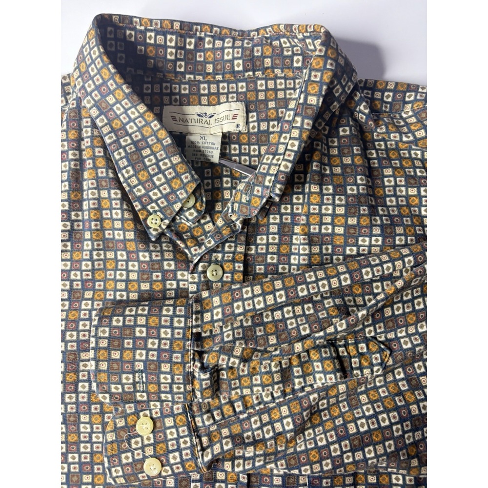 Natural Issue Vintage 90's Geometric Long Sleeve‎ Button Down Shirt Men's Size M